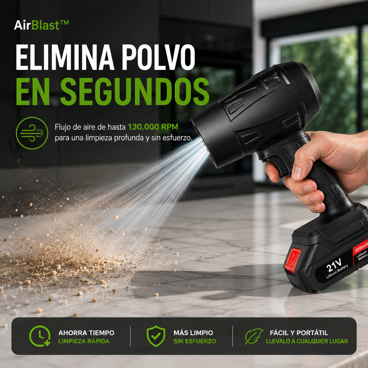 💨 AirBlast™ – Soplador de Aire Profesional Kit Completo: 2 Baterías + Estuche de transporte + ¡ENVÍO GRATIS! 🔥