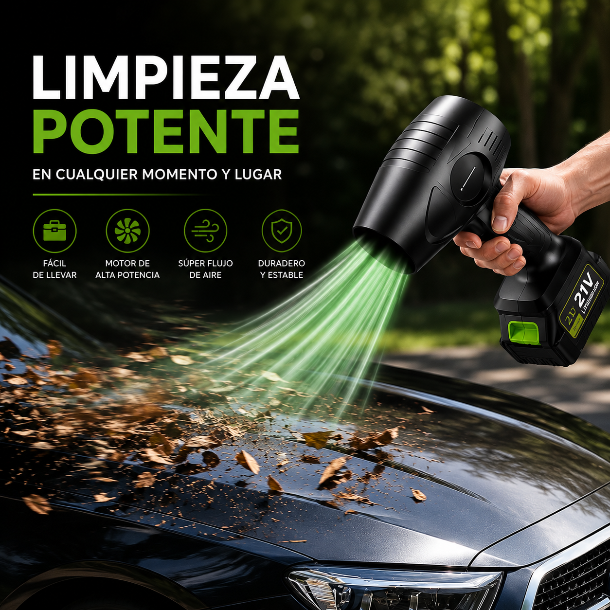 💨 AirBlast™ – Soplador de Aire Profesional Kit Completo: 2 Baterías + Estuche de transporte + ¡ENVÍO GRATIS! 🔥