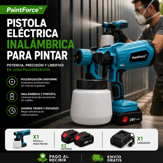 🎨 PaintForce™ – Pistola Eléctrica Inalámbrica para Pintar + 2 Baterías Incluidas + ¡ENVÍO GRATIS! 🔥