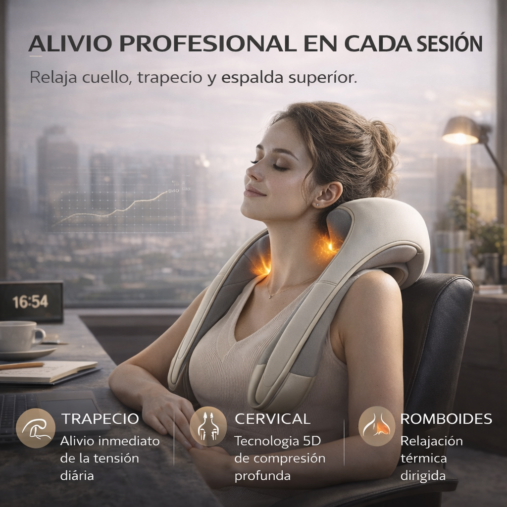 NeckRelief™ – Masajeador 5D para Cuello y Hombros con Calor Terapéutico + ¡ENVÍO GRATIS! 🔥