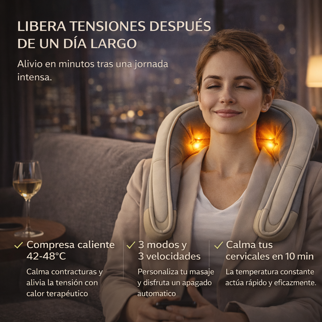 NeckRelief™ – Masajeador 5D para Cuello y Hombros con Calor Terapéutico + ¡ENVÍO GRATIS! 🔥