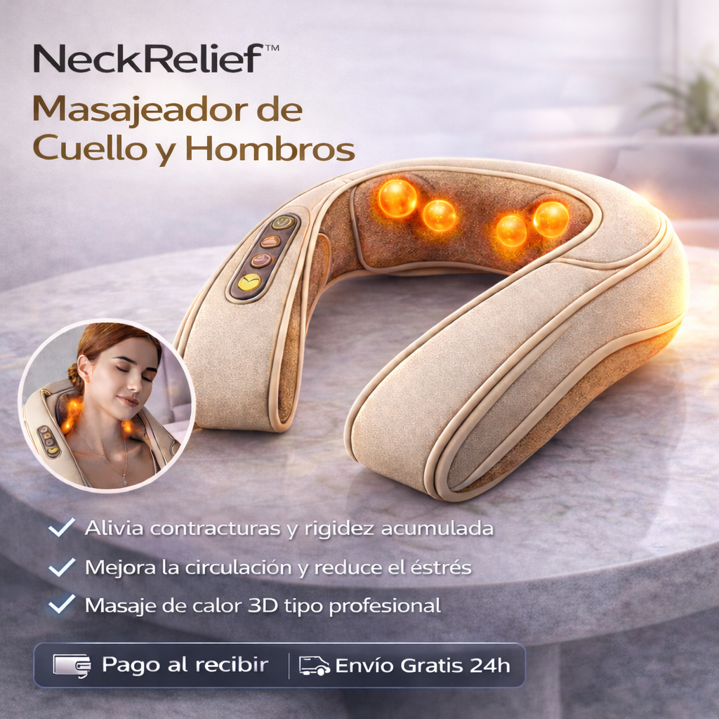 NeckRelief™ – Masajeador 5D para Cuello y Hombros con Calor Terapéutico + ¡ENVÍO GRATIS! 🔥