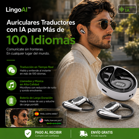 🌍 LingoAI™ – Auriculares Traductores con IA para Más de 100 Idiomas + ¡ENVÍO GRATIS! 🚀