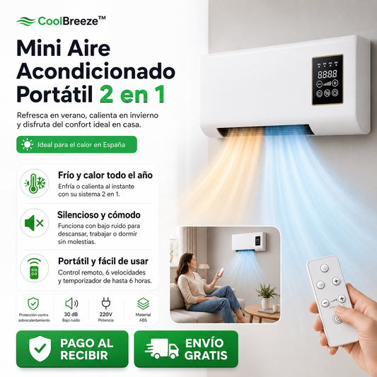 ❄️ CoolBreeze™ – Mini Aire Acondicionado Portátil 2 en 1 + ¡ENVÍO GRATIS! 🔥