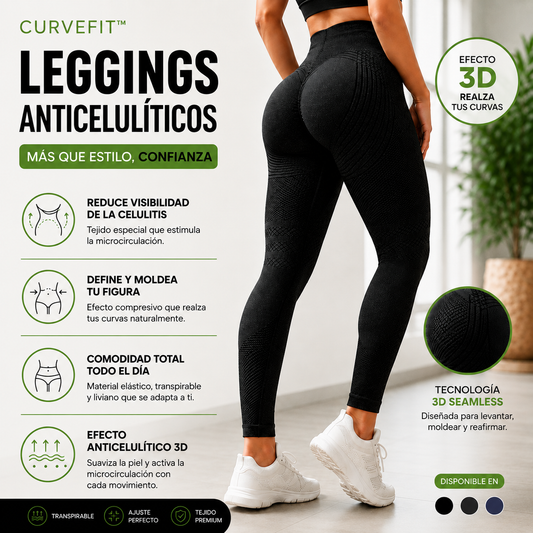 🍑 CurveFit™ – Leggings Anticelulíticas 3D de Compresión y Efecto Push Up + ¡ENVÍO GRATIS! 🔥