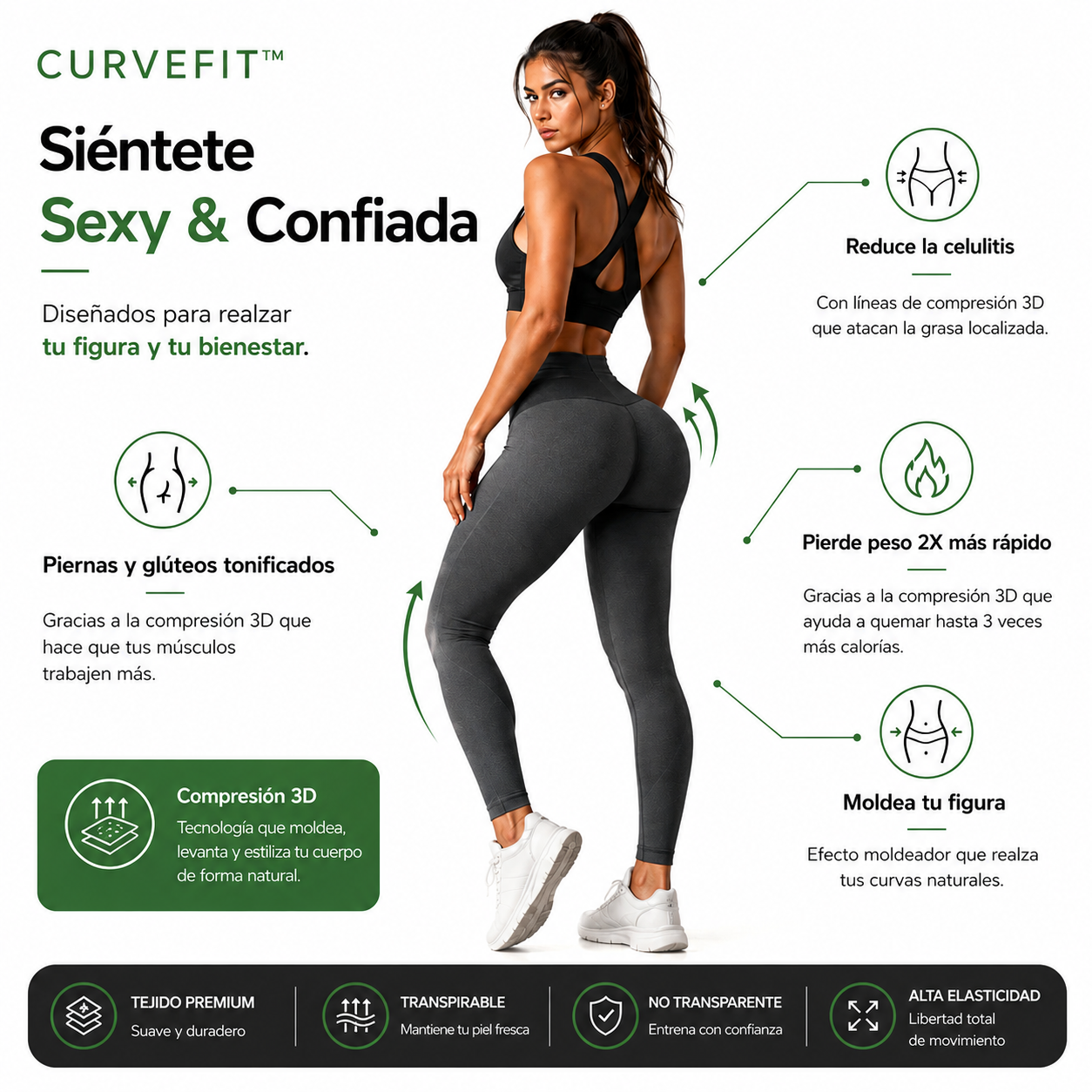 🍑 CurveFit™ – Leggings Anticelulíticas 3D de Compresión y Efecto Push Up + ¡ENVÍO GRATIS! 🔥