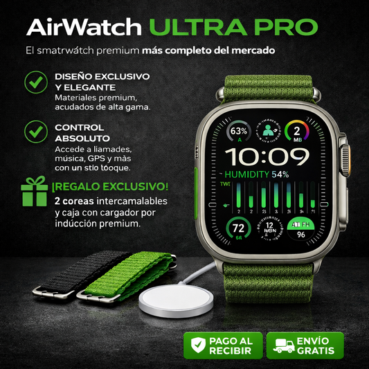 ⌚ AirWatch ULTRA PRO con 2 correas incluidas + caja y cargador por inducción premium + ¡ENVÍO GRATIS!🔥